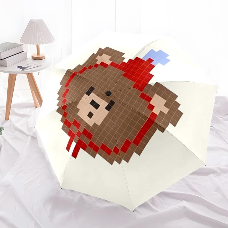 1pc Pixel Bear Automatic Open/Close Umbrella, Portable Folding Umbrella, Compact Travel Umbrella For, Birthday/Christmas Gift 5007
