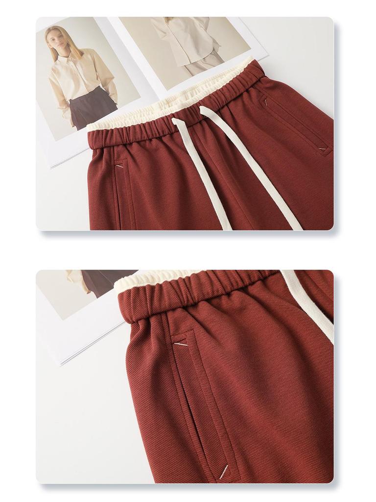 Women's Black Casual Wide Leg Sweatpants - Spring 2025, Slimming Fit with Elastic Waist