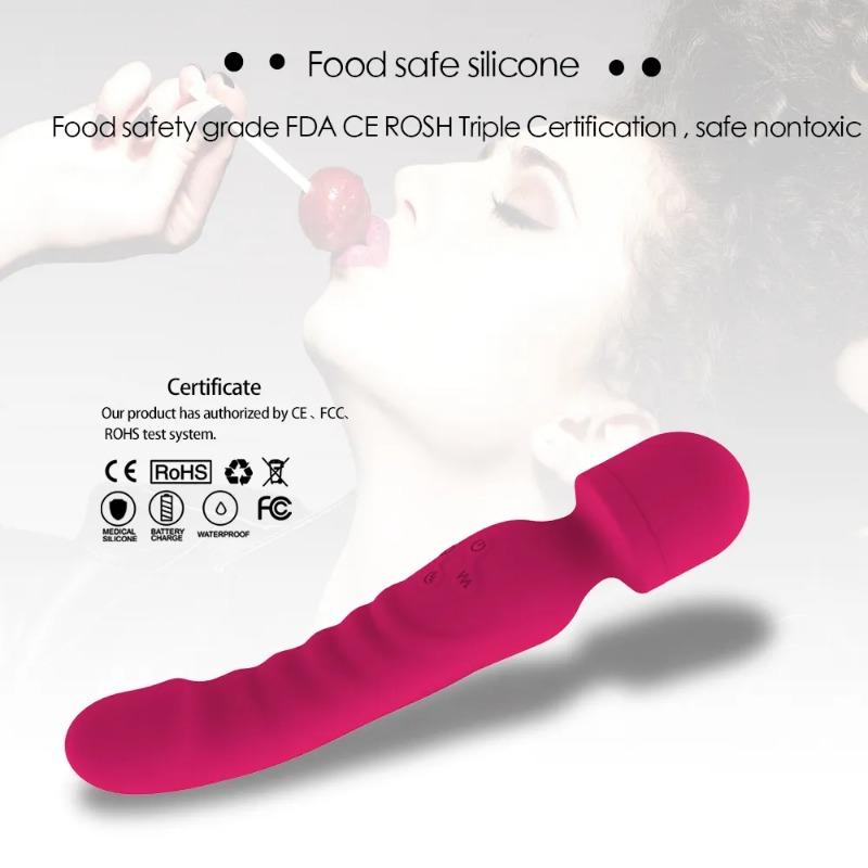 Multi Frequency Vibrating Rod for Women Fully Charged Fully Encapsulated Rubber Dual Motor Heating Double Head Fun Vibrating Rod for Women