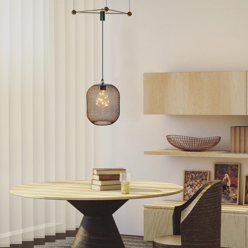 Battery Operated Hanging Lamp Cordless Decorative Pendant Light   Metal Mesh Lanterns for Home Garden Patio Indoors Outdoors