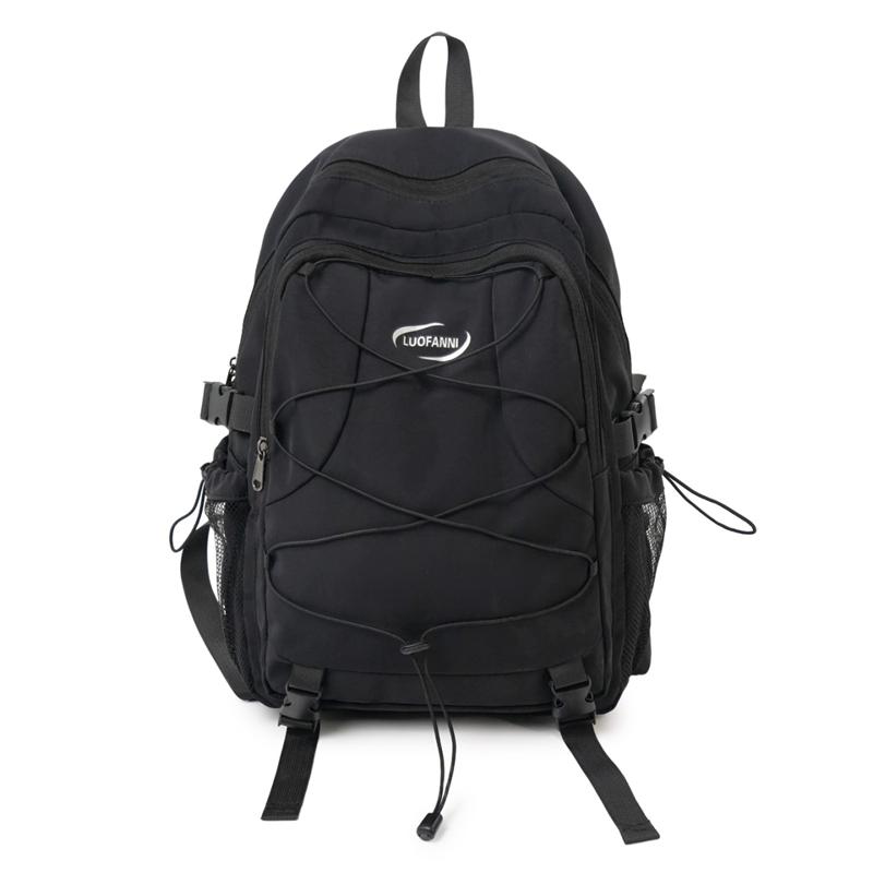 Lightweight Student Schoolbag Unisex Outdoor Backpack чёрный