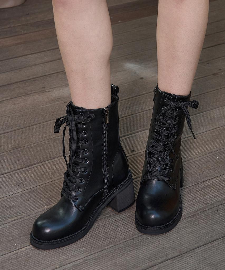 Shoehi Rita Lace-Up Walker Heel Boots (2 Colors)_B1715