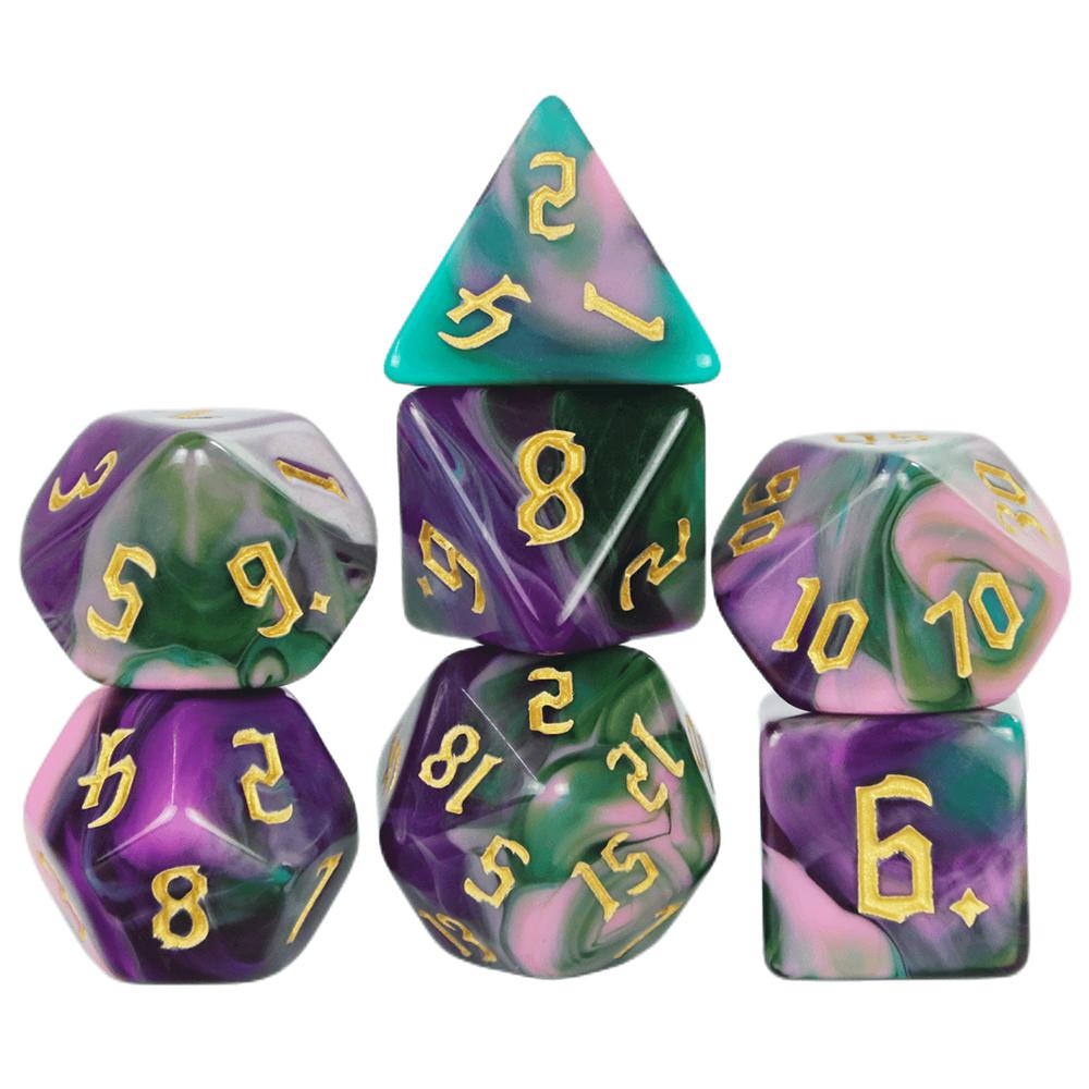 

Игровые кости для ролевой игры 7 шт. Набор многогранных игральных костей для ролевой игры DND, аксессуары для настольной игры 012