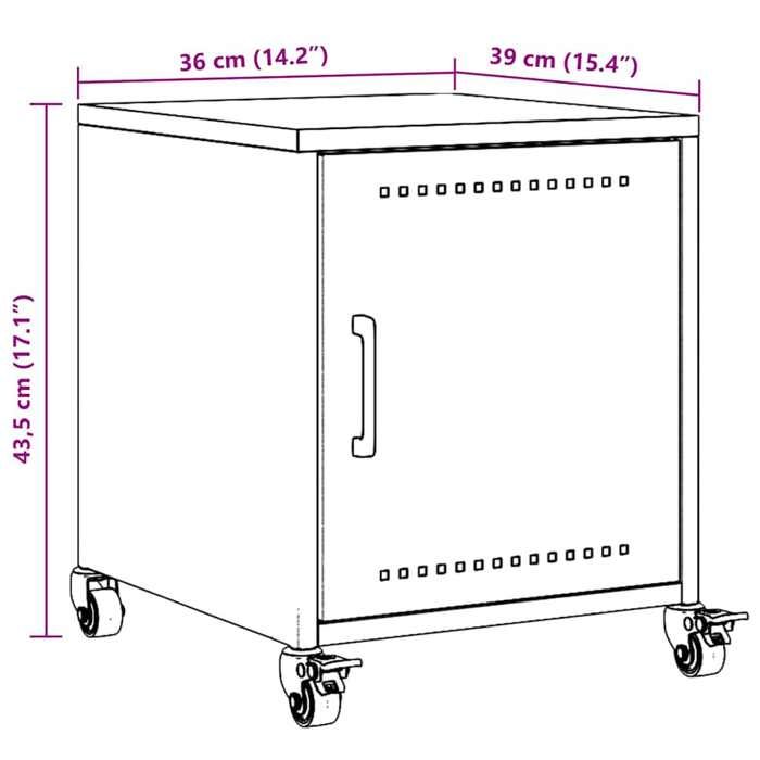 VidaXL Pink Bedside Table 36x38.5x43.5 Cm Steel, Cabinet, Side Cabinet, Phone Holder, Bedside Table, 846616