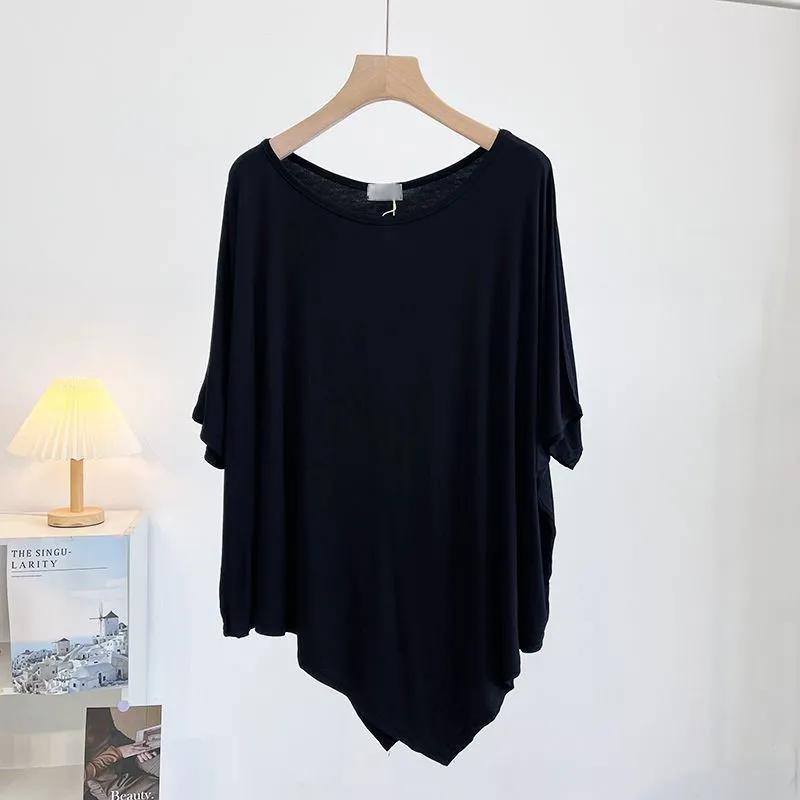 T-shirt Damski Jednolity Kolor Codzienny Duży Rozmiar Luźny Okrągły Dekolt Pulower Krótki Rękaw Top