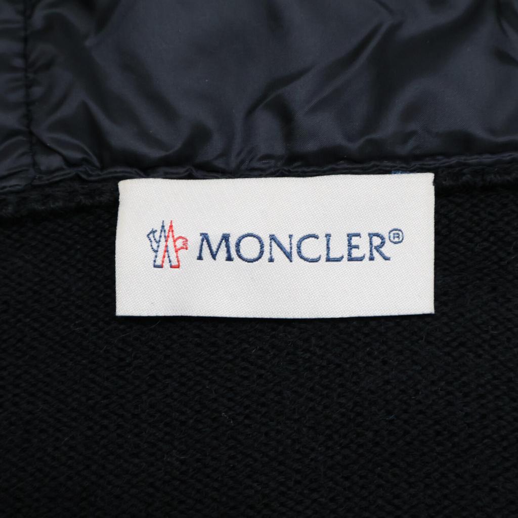 Moncler [Good Condition] D20939487700 MAGLIONE TRICOT CARDIGAN Knit X Nylon Switching Hoodie Down Blouson/ Jacket S blackUsed