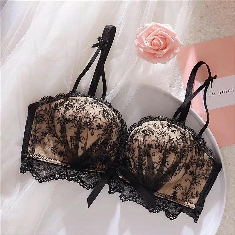 

Ladies Spring and Summer Lace Sexy Gather Small Bosoms Show Big Prevent Droop To Receive Pair of Milk Underwear 32/70AB чёрный