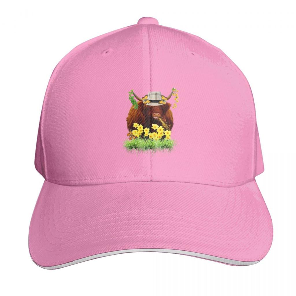 Highland Cow with Daffodils Baseball Cap Luxury Hat New Hat Sunhat Foam Party Hat Elegant Womens Hats Unisexs