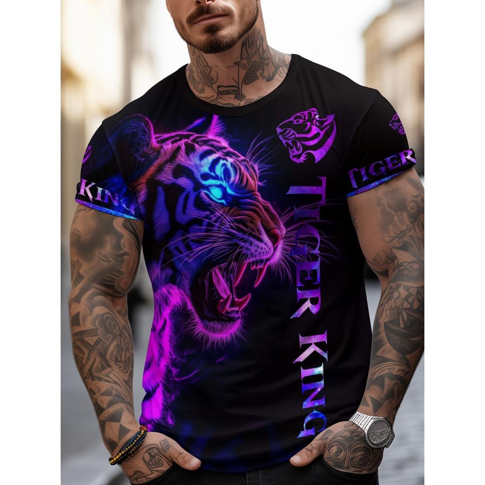 Sommer Herren 3D-Druck Rundhals T-Shirt Mode Vielseitig Atmungsaktiv Trend Lässig