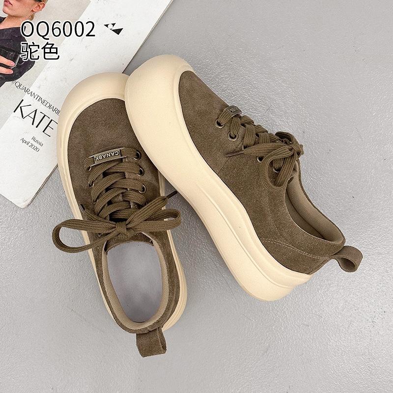 Ugly cute big head bread shoes autumn new thick-soled heightening matte leather casual sports shoes