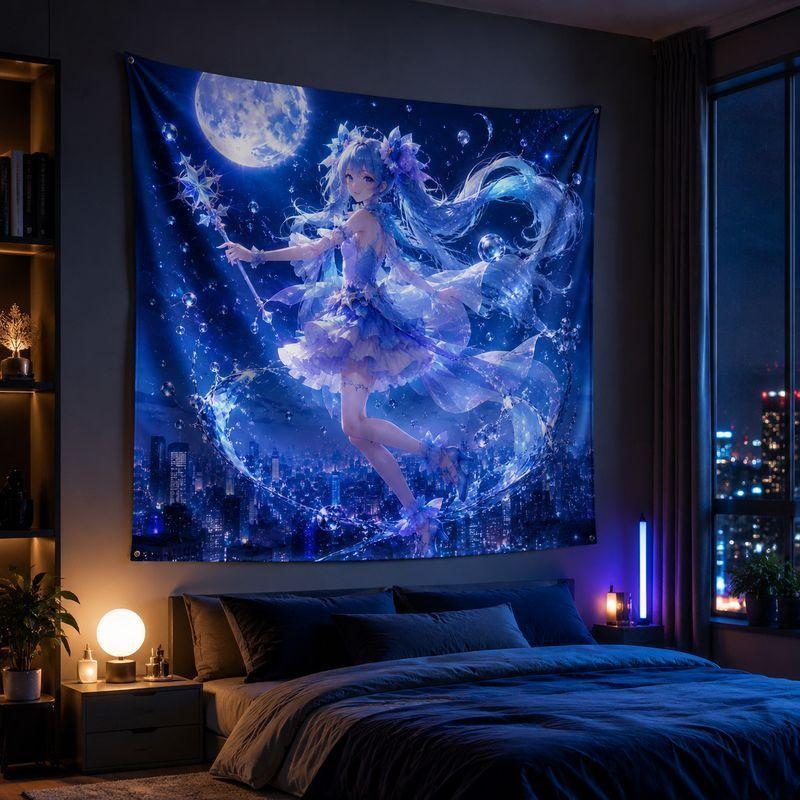 Starry Sky Anime Tapestry for Bedroom, Wall Hanging, Wall Decor, Home Decoration, Backdrop, Soft Blanket, Aesthetic Boho