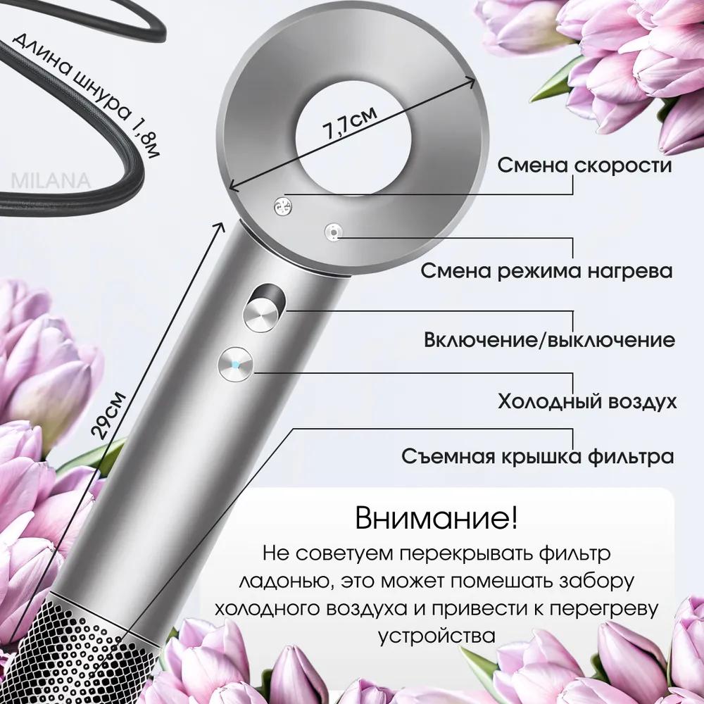 Saç kurutma makinesi Profesyonel saç kurutma makinesi / Şekillendirici, başlıklarla 2500 W, 4 hız, başlık sayısı 5, metalik gri