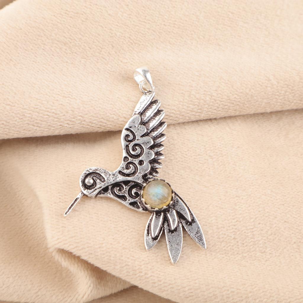 Natural  Labradorite Gemstone 925 Sterling Silver Jewelry Designer Pendant 1.8" CP-20-22