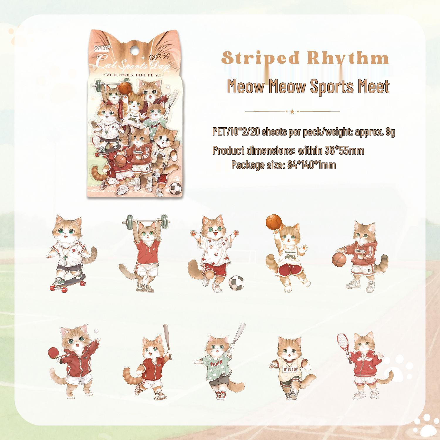 

ZABC Cute Paw Club Sticker Pack: DIY Journal Decoration with 6 Cat-Themed Styles