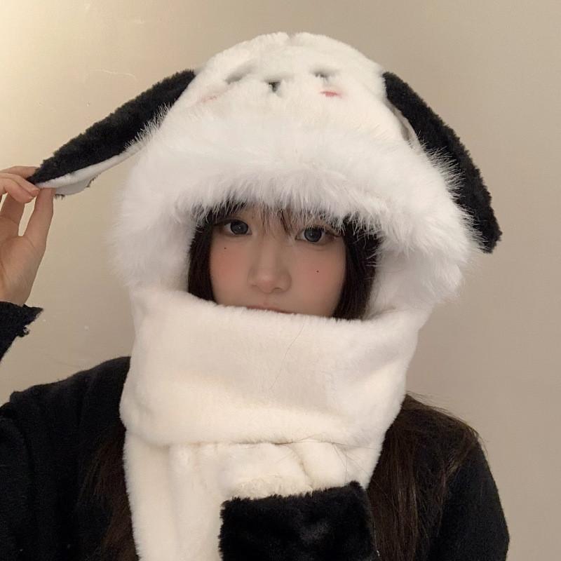 Puppy Ear Charming Winter Hat Scarf And Gloves Set For Women Comfortable And Versatile