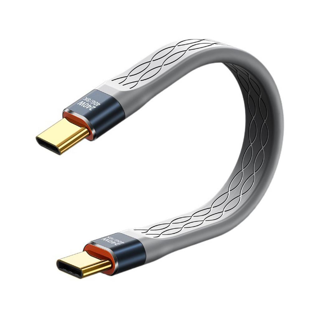 Short USB4 Cable 5Inch Flat Cord 40Gbps Speed 240W Power Delivery for Phones External SSD eGPU and More USB-C Devices