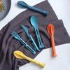 3Pcs/Set 3 In 1 Travel Foldable Cutlery Set Japan Style Plastic Cutter Fork Spoon Student Dinnerware Set Home School Camps Kitchen Tableware