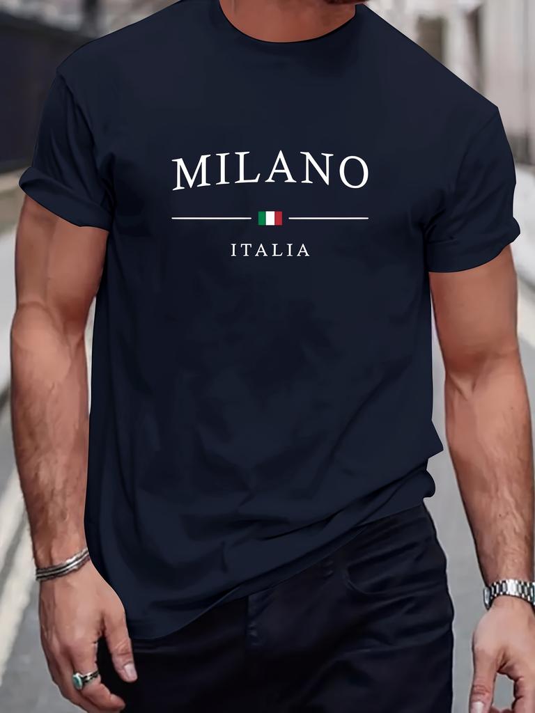 Eye-Catching Print Mens T-Shirt - Superb Elastic Round Neck for Summer Comfort - Perfect for Outdoor Adventures & Casual Style