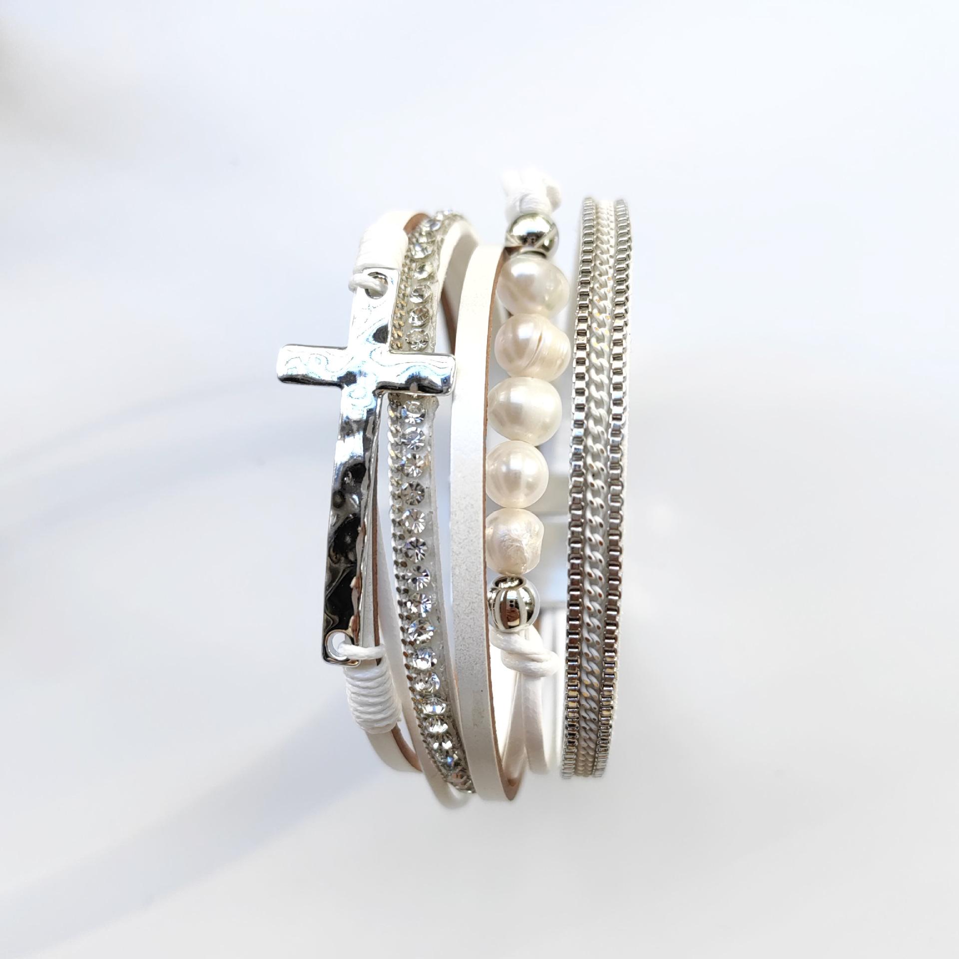 Bohemian Leather Women s Multi-layer Religious Cross Bracelet