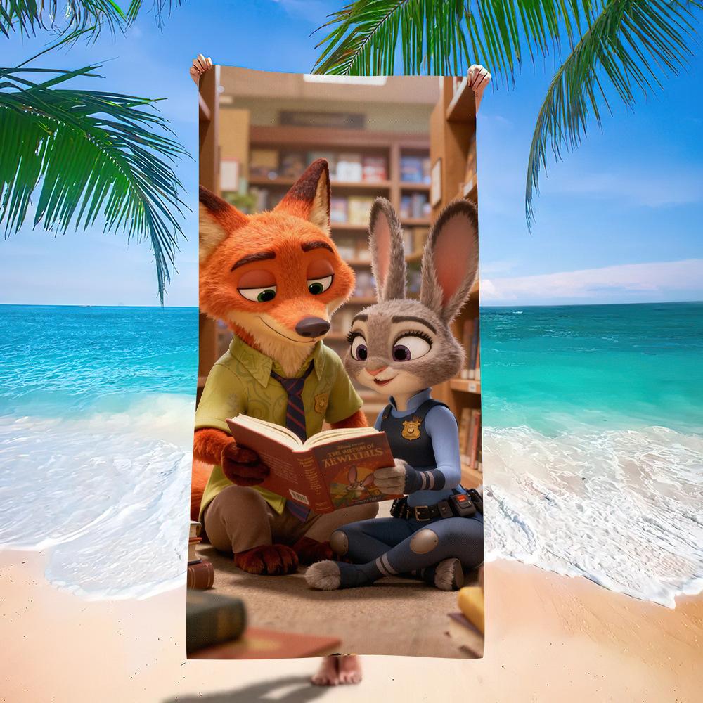 Zootopia Beach Towel Microfiber Bath Towel Kids Cartoon Week Judy Nick Quick Dry Towel
