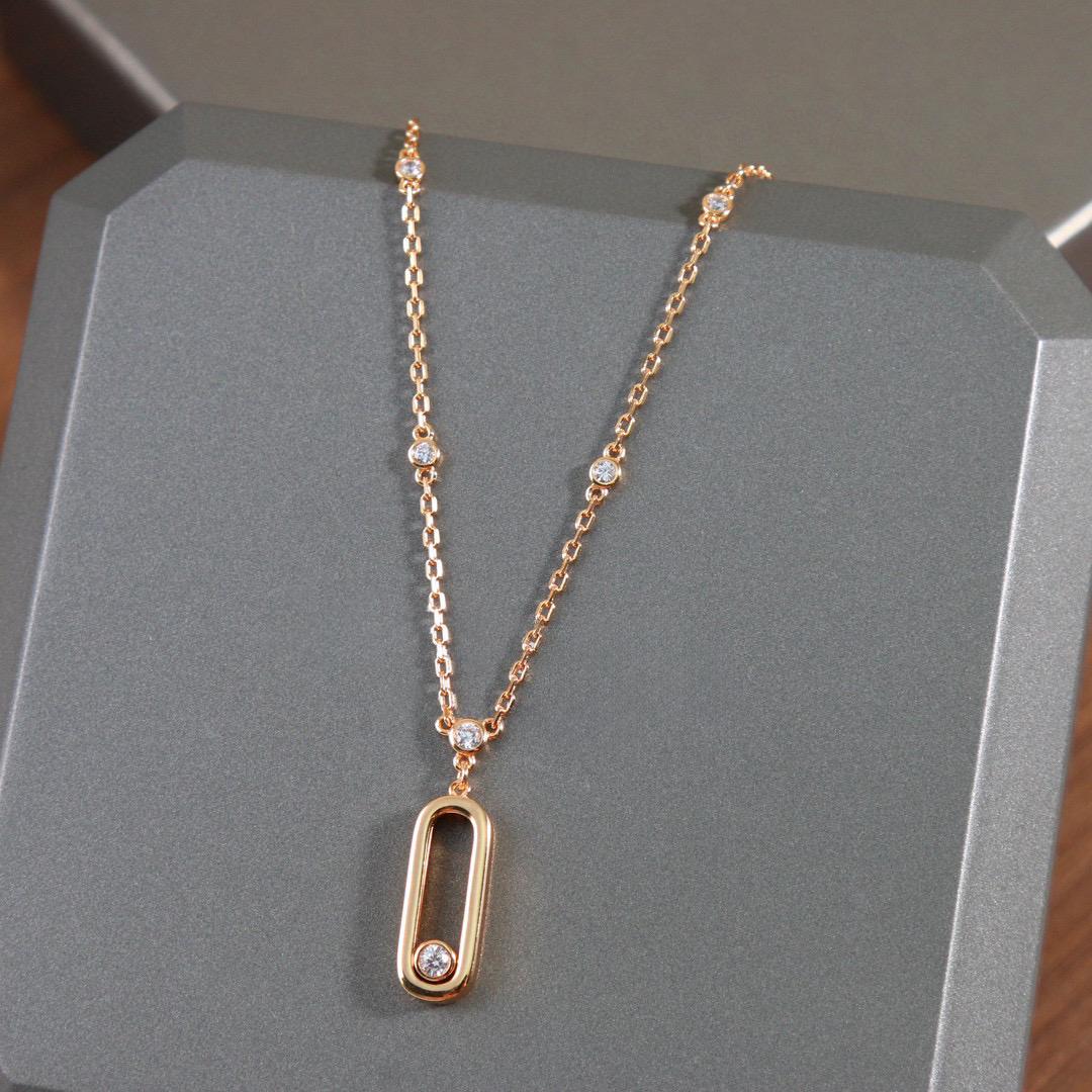 

New Hot Brand Vintage Move Zircon Necklace Luxury Jewelry For Women Designer Pendant 925 Sterling Silver Party Chain Necklaces розового золота
