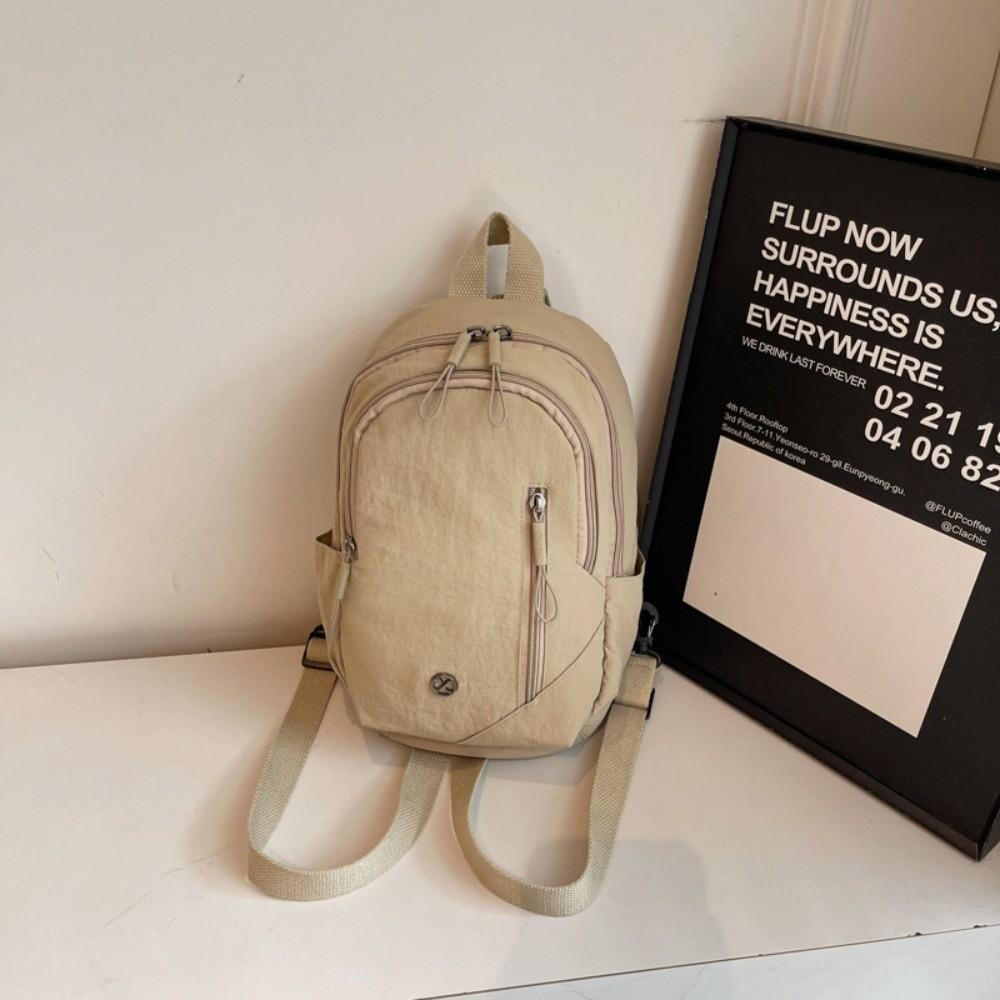 

New Solid Color Crossbody Bag Waterproof Nylon Lightweight Shoulder Sling Backpack Multi-Compartment Mini Backpack Casual Use
