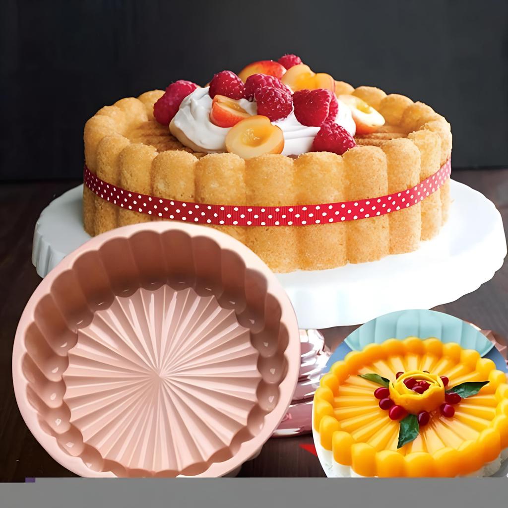 1PC Silicone Cake Pan Round Air Fryer Oven Baking Pan Mold, High Temperature Resistant Bread Toast Cake Mould