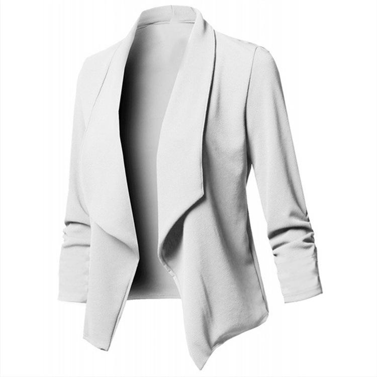 Damen Slim Fit Langarm Unifarben Blazer Vielseitige Stretchmanschette Revers Jacke für Bürokleidung, Eleganter Karriere Open Front Mantel für Pendler