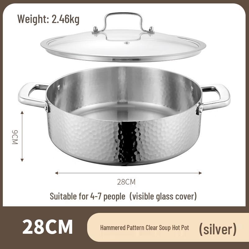 Oulouti 304 Stainless Steel Triple-Layer Hot Pot