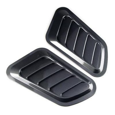 2Pcs Universal Car Decorative Cell Air Flow Intake Hood Scoop Bonnet Carbon Fiber Vent Cover Stickers Decoration Styling