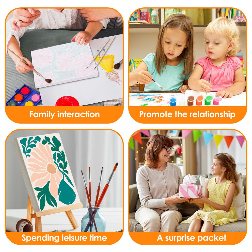 6 Pcs Paint by Numbers Kit DIY Paint by Number Set with Frames and Brushes Colorful Digital Oil Painting Set for Kids Beginners