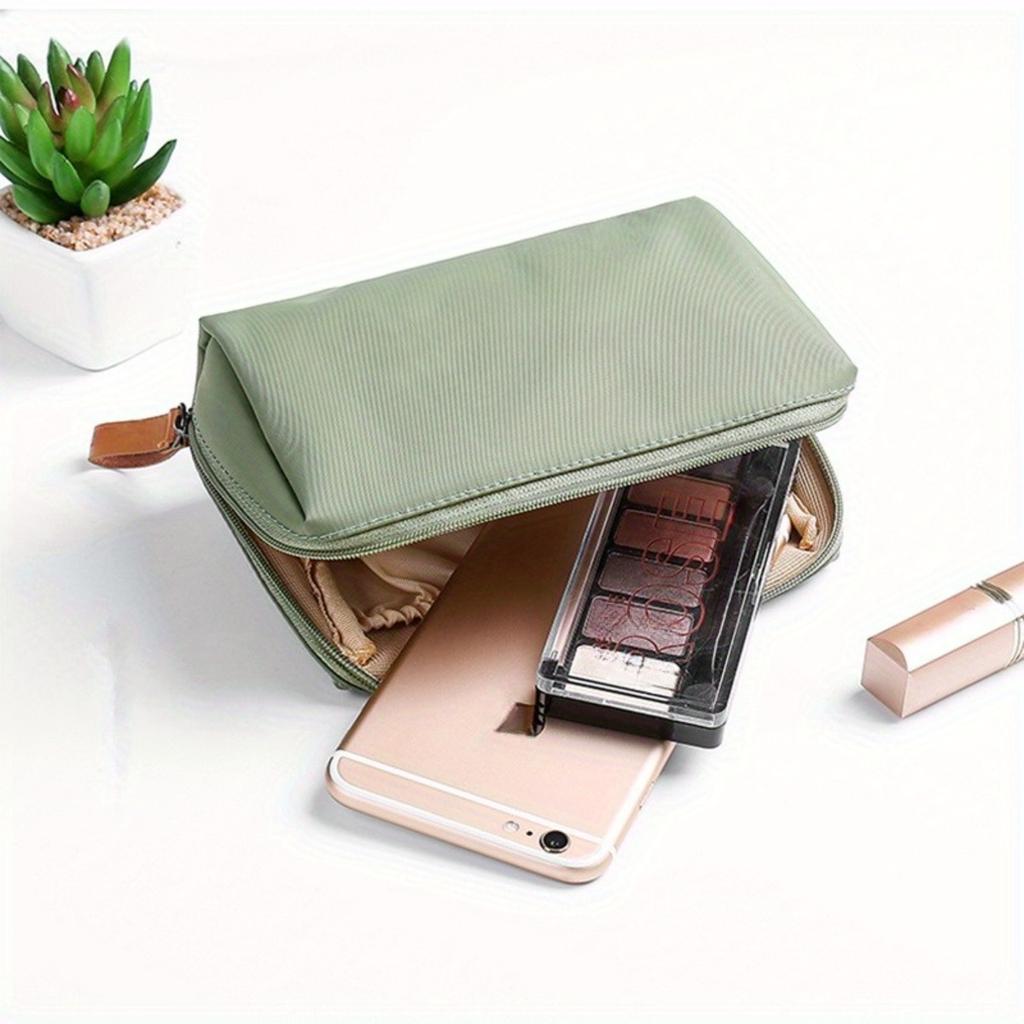 New Simple Solid Color Makeup Bag for Women,Multi Functional Divided Storage Bag,Travel Makeup Bag,Red Envelope,Colorful Polyester Handheld Makeup Bag