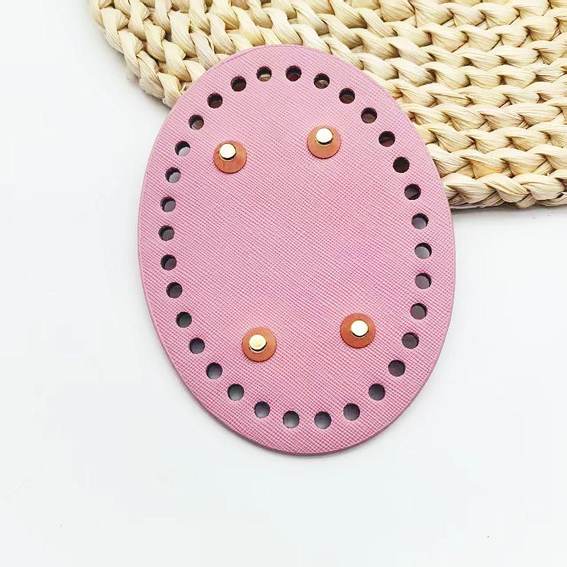 

Handmade Woven DIY Crochet PU Oval Bag Base Accessory рожевий