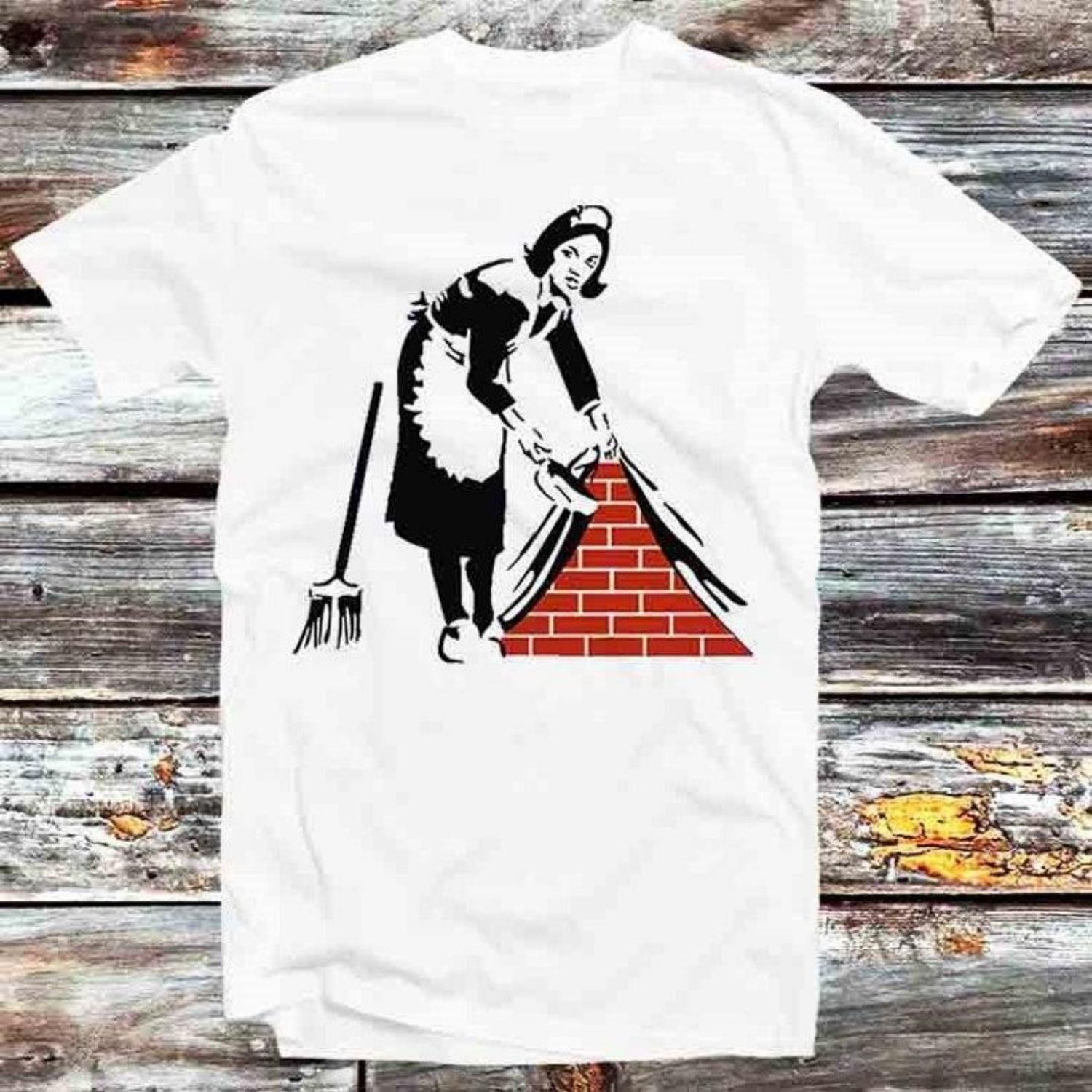 

230 г/м² 100% хлопок Футболка Banksy Sweep It Under The Rug Винтаж Ретро Подарок Мужская Женская Унисекс Мультяшный Аниме Топ Футболка B1230 S чёрный
