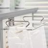 Stainless Steel Hanging Garbage Bag Holder Door-Mounted Kitchen Garbage Cloth Rack for Storage Kitchen Waste