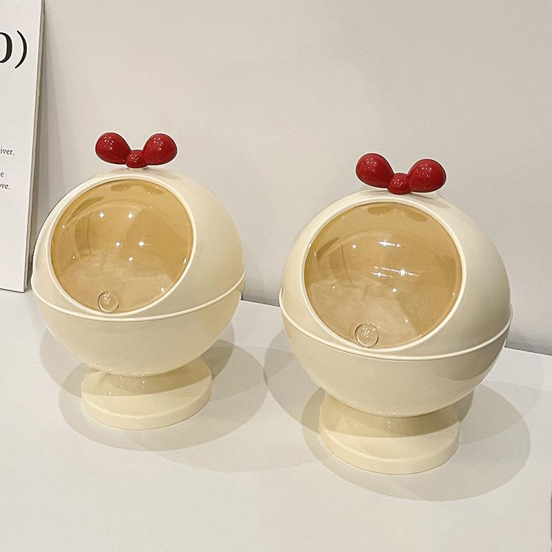 Desktop Trash Can Mini Hairpin Storage Bowl Plastic Round Hair Accessories Container With Lid