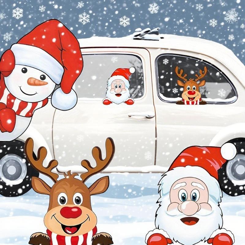 Motorradaufkleber Weihnachtsmann Rentier Aufkleber Wasserdicht Deko Abdeckung Kratzer Auto Fenster Weihnachtsaufkleber