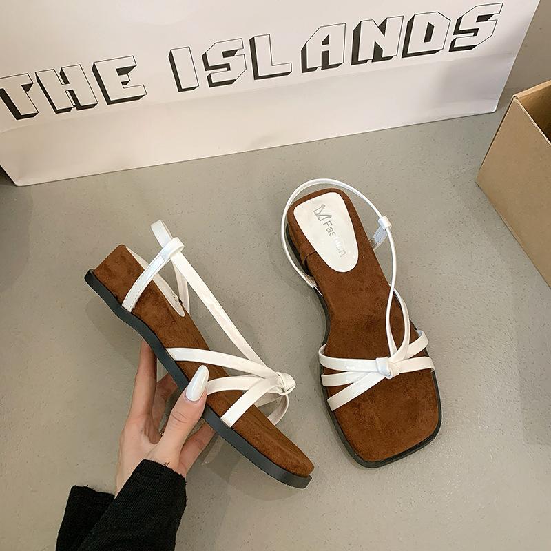 French Pink Wedge Heel Sandals Women's 2025 Summer New Retro Cross Thin Strap Thin Square Head Leaking Toe Women's Sandals