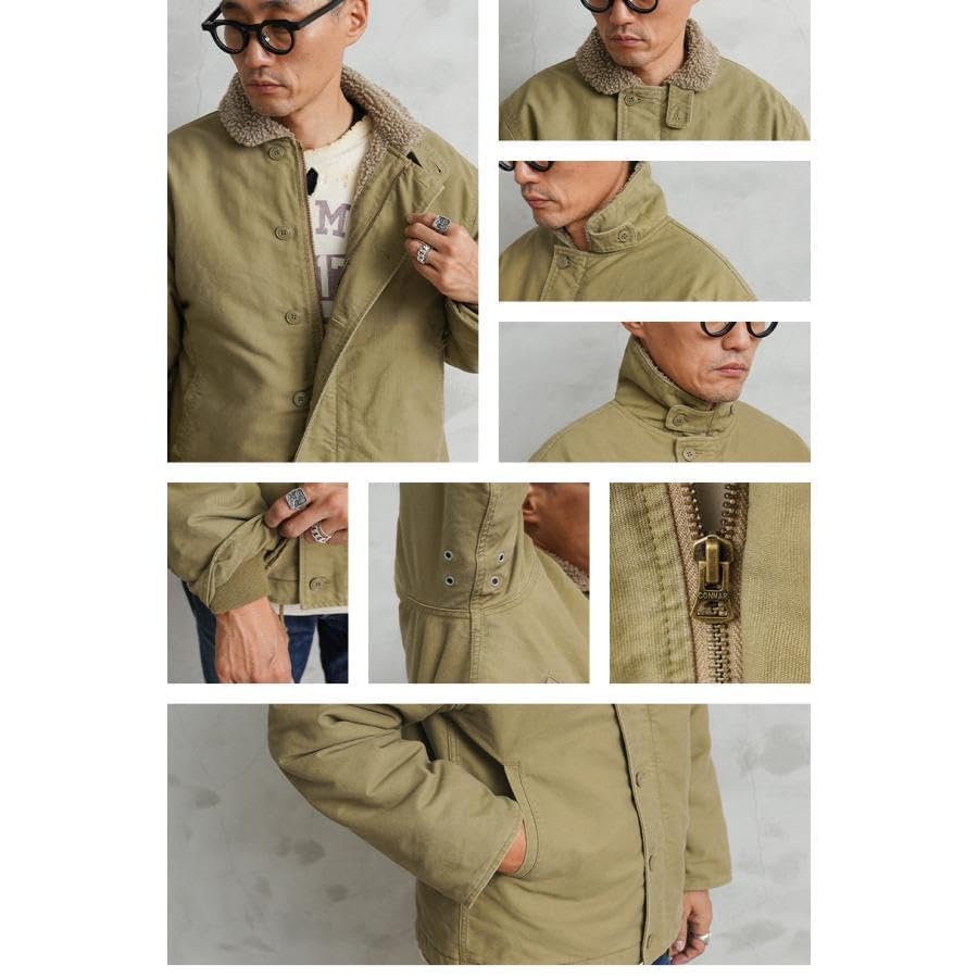 Navy Deck with Stencil Tan Number [WAIPER] U.S. N-1 Jacket, Distressed, U.S.N. - [WP04] (JP, Size, 42, Tan)