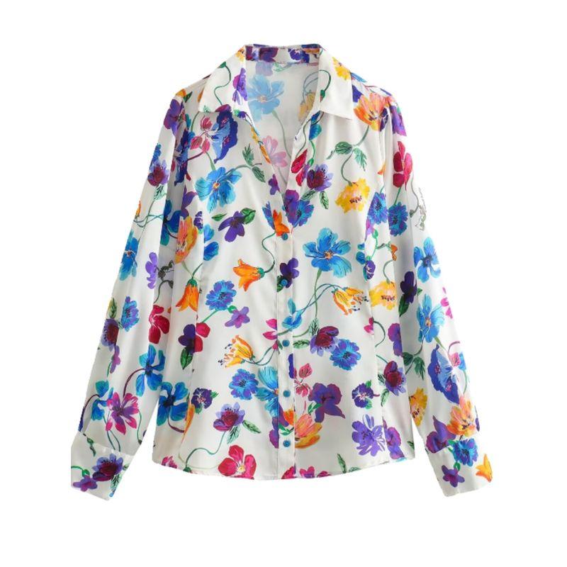 Kaslead Fashion All-Match Satin Florals Print