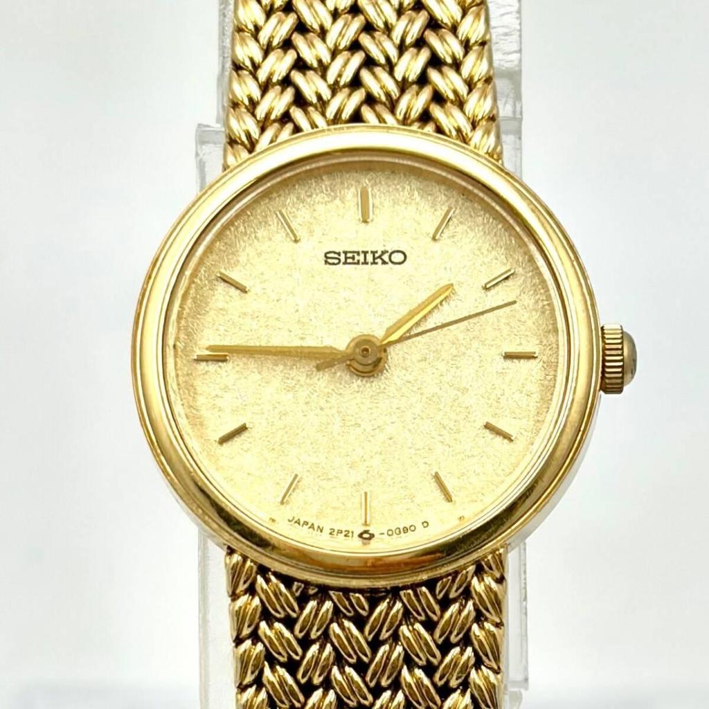 [Good Condition/New Battery] SEIKO Ladies Watch Gold 2P21-0B70 740414