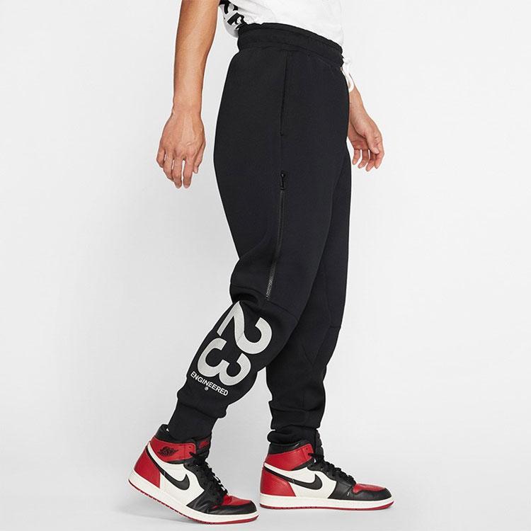 Jordan 23 Engineered Printed Logo Slim Fit Drawstring Knit Joggers Men Bottoms Black CD6061-010