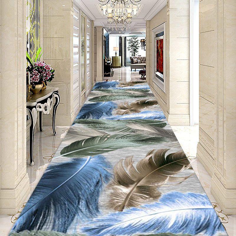 Modern Geometric Hotel Hallway Carpet Home Corridor Long Rug Soft Stair Carpet Entrance Floor Mat Non-Slip Base Runner Rug