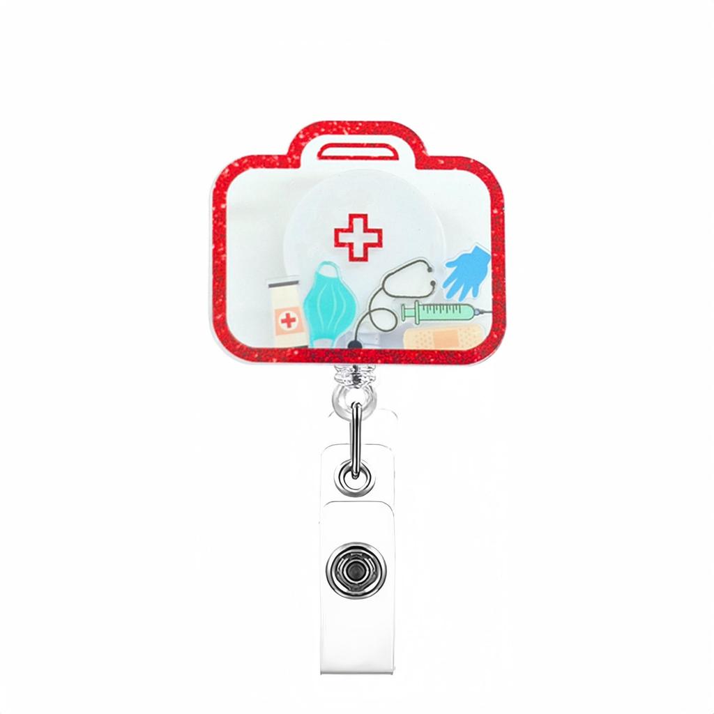 Carretel retrátil do crachá do nome da identificação para médicos enfermeiros titular do cartão de trabalho acessórios trabalhadores médicos passar pessoal clipe de cartão do empregado