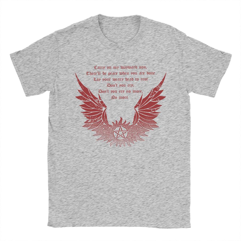Carry On Wayward Son T Shirt Men Women's 100% Cotton Fashion T-Shirts O Neck Supernatural Tees Short Sleeve Clothing