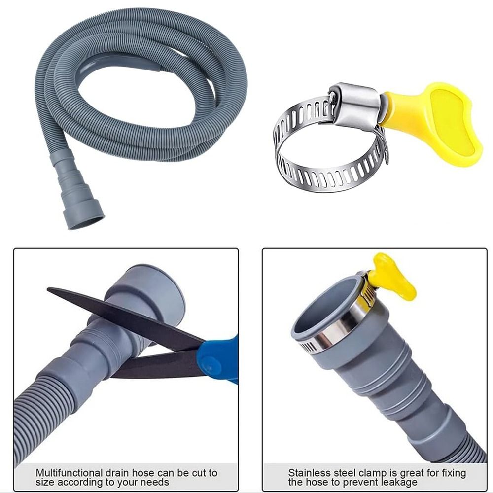 Corrugated Tube Washing Machine Drain Hose EVA Washer Discharge Tube  Laundry Room