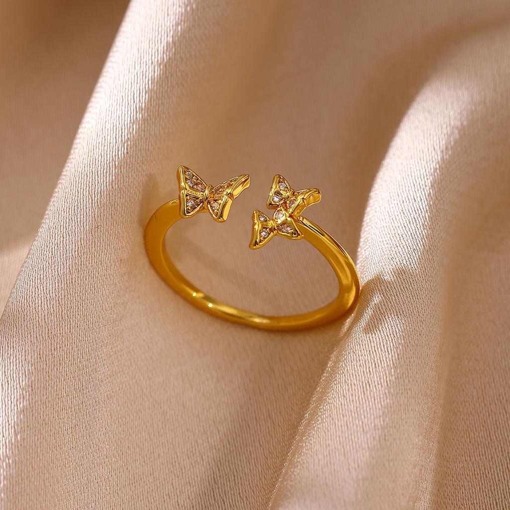 Vintage Gold Color 2026 Rings For Women Symmetric Geometry Anillos Cute Heart Butterfly Bow Ring Punk Jewelry Gifts Waterproof