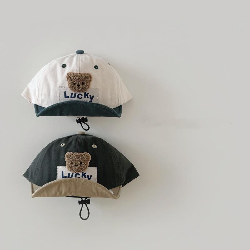 1 styck Söt Baseballkeps för Småbarn för Pojke Flicka Mode Tecknad Björn Skärmkeps för Barn Mjuk Vår Sommar Resa Solskyddshatt