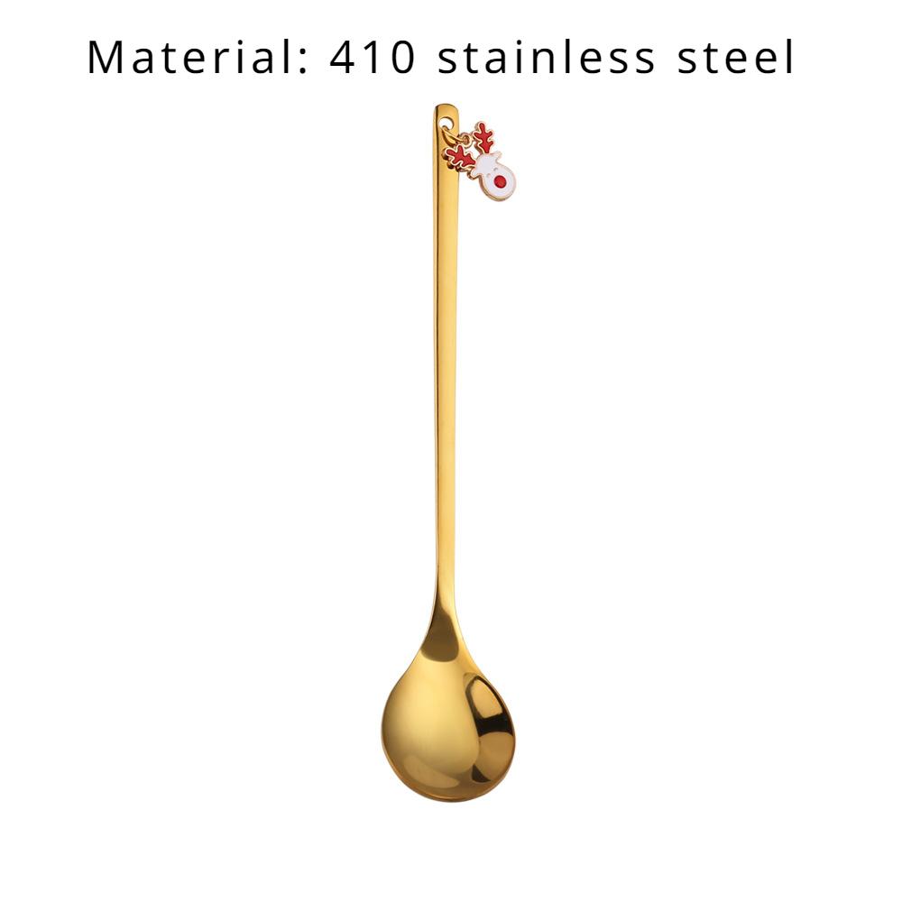 HANYANG Stainless Steel Christmas Dessert Spoon and Fork Gift Set Fruit Fork Father Christmas Coffee Spoon Hotel Household Tableware