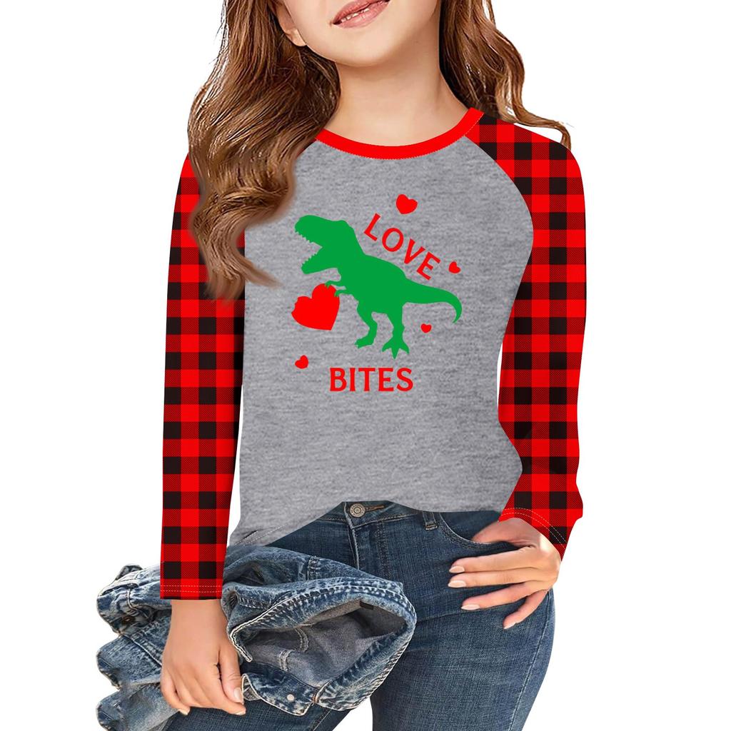 Dívčí trička s dlouhým rukávem Love na Valentýna Dětské podzimní topy Kulatý výstřih Základní trička 5-14 let